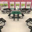 Open Air Series Square Picnic Table with Benches, Umbrella Hole, and Surface Mount-1044958494