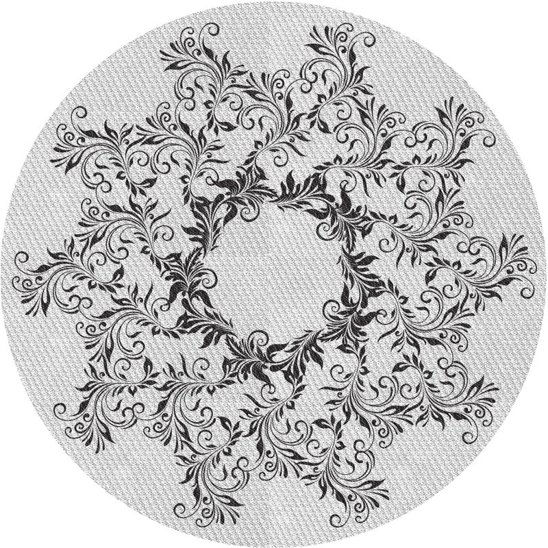 Tapis décoratif en laine et en polyester gris tissé à la machine, Rond 3 pi