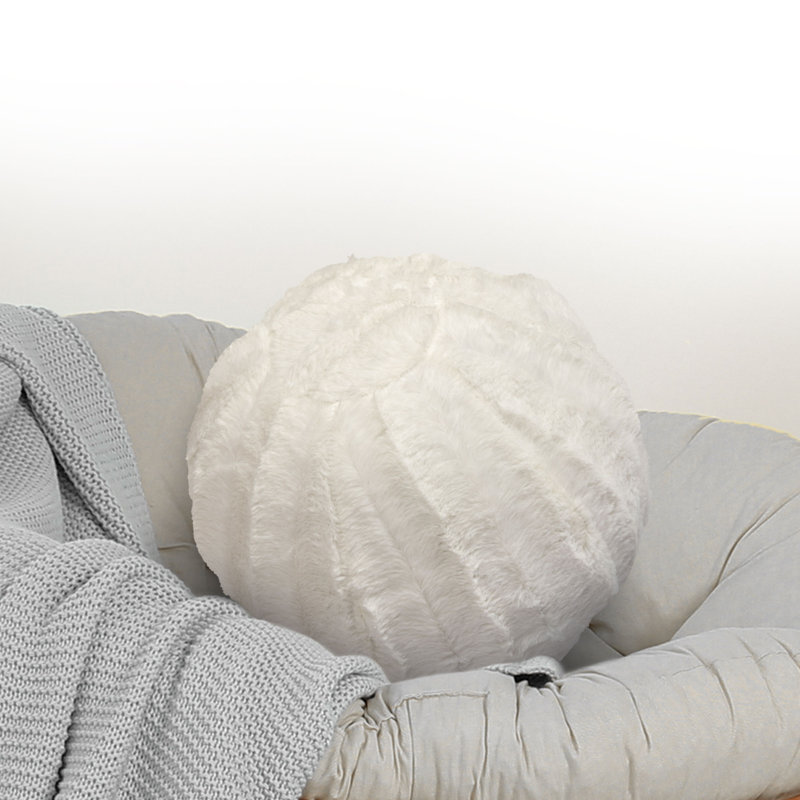 10" Round Living Room Decorative Ball Pillow, White