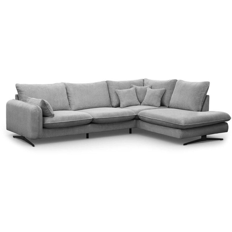 Casiyah 5 Seater Sofa & Chaise, Right Hand Facing, Silver