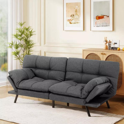 Convertible Futon Sofa Bed: Memory Foam Couch With Adjustable  Armrests & Backrest For Living Room, Office And Apartment - Easy Assembly