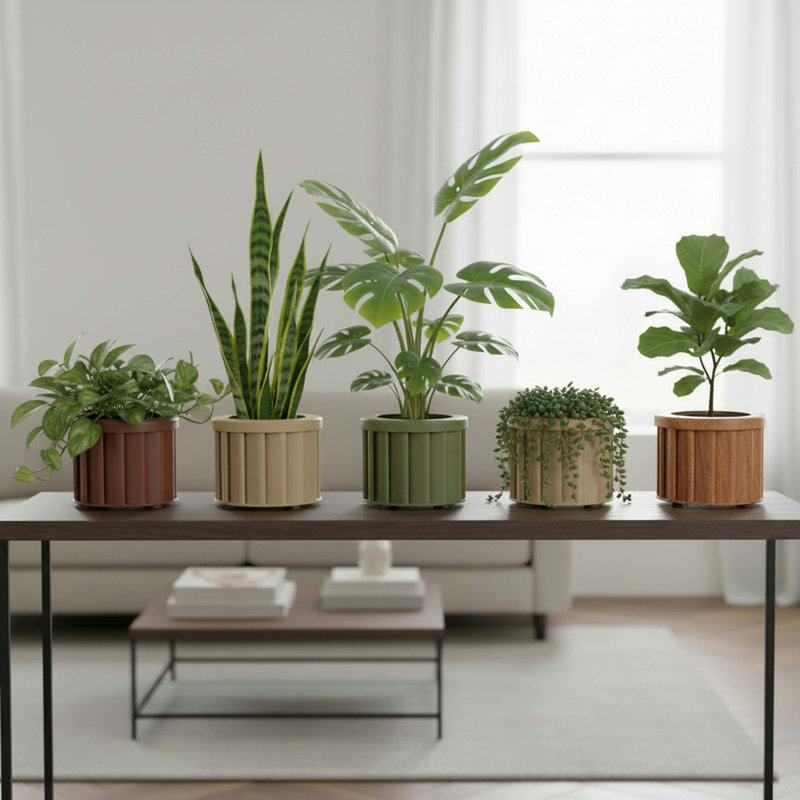 Pot rond Strata SM, H 5,13 po x l 6,25 po x P 6,25 po, Marron foncé
