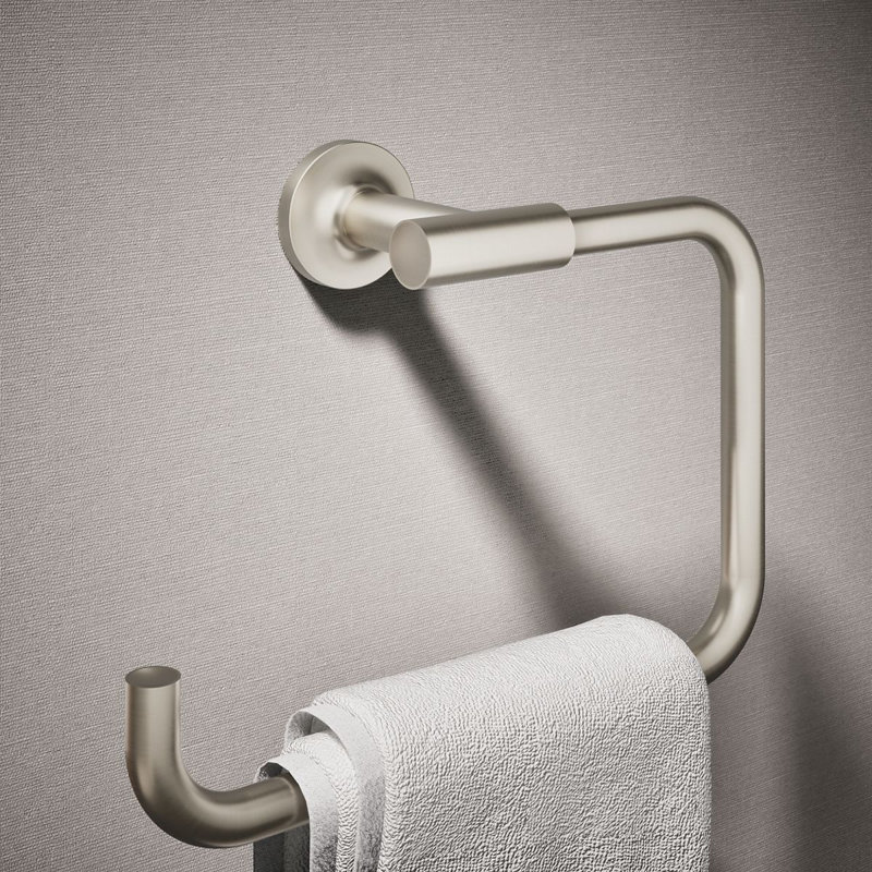 Anneau à serviettes mural Purist pour salle de bain, anneau de serviettes à main en métal, Nickel brossé éclatant