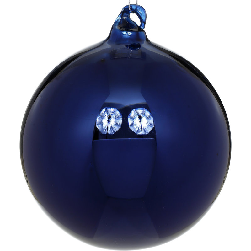 Shiny Ball Ornament Set Of 4, 5" H x 5" W x 5" D, Blue
