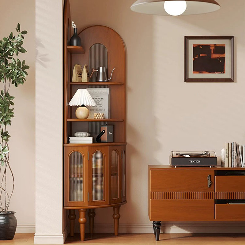 Tan Solid Wood Corner cabinet