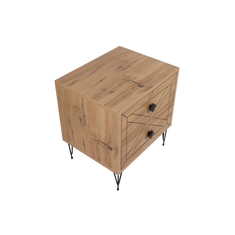 Chenoweth 50cm W Manufactured Wood Bedside Table, Pine