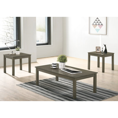 Élégant ensemble de tables basses 3 pièces et 1 table basse et 2 tables de bout gris foncé