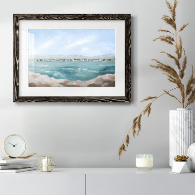 Turquoise Isle III - Art mural mural mat et encadré sous verre acrylique, grand salon