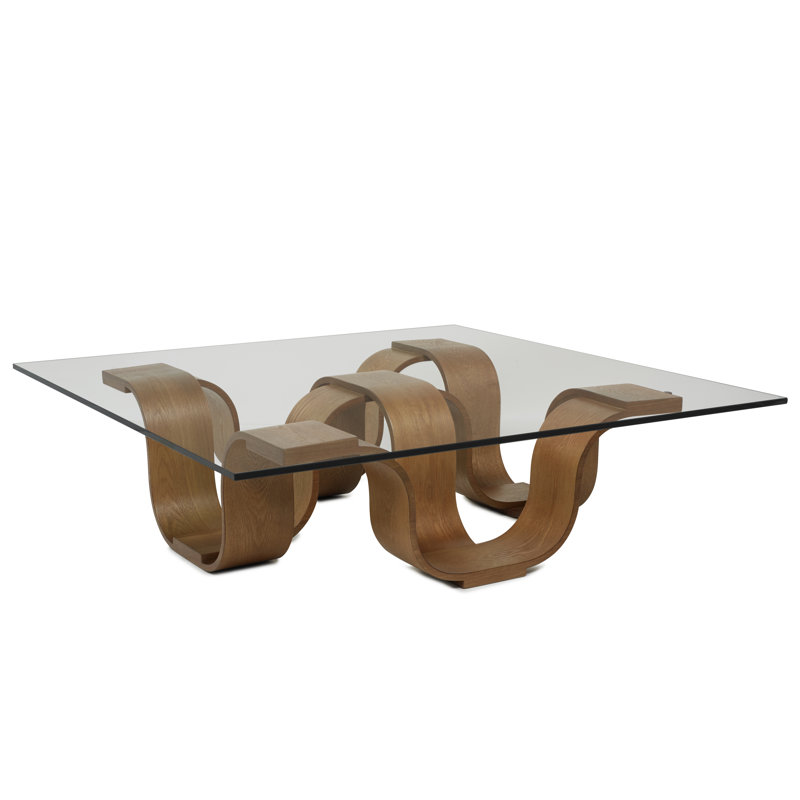 Square Cocktail Table, 12" H x 54" L x 54" W, Medium Brown