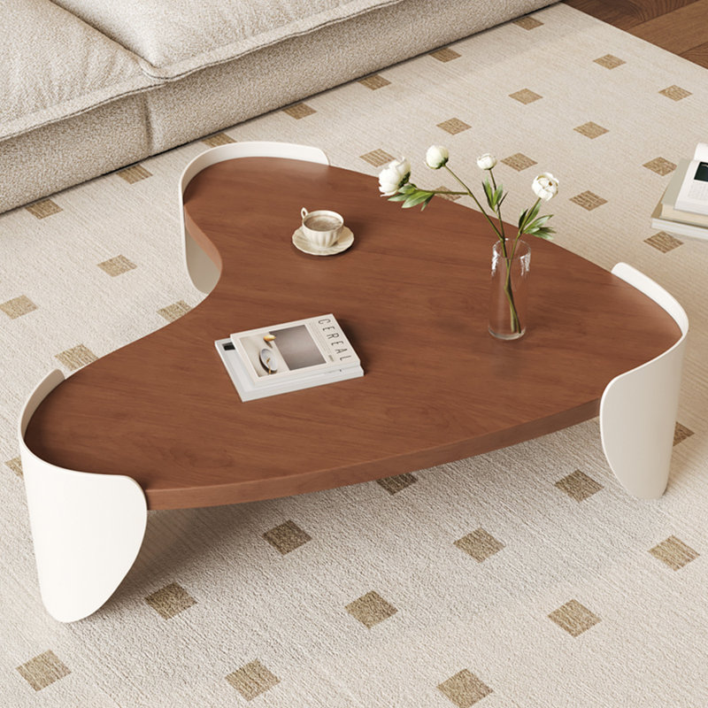 Table à thé en bois massif, Blanc, H 16,93 po x L 47,24 po x l 45,28 po