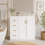 Meuble-lavabo de 91 cm (36 po) avec lavabo en céramique, meuble autoportant à 1 porte et 3 tiroirs, structure en bois massif et MDF, style moderne, gris-680221113