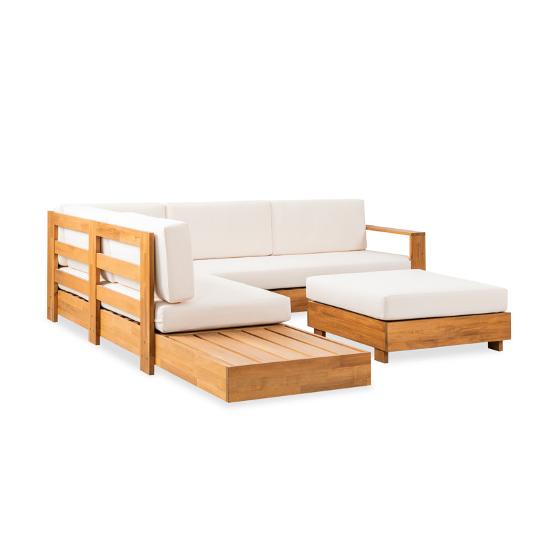 Witt 5-Person Solid Wood Outdoor Sectional With Ottoman