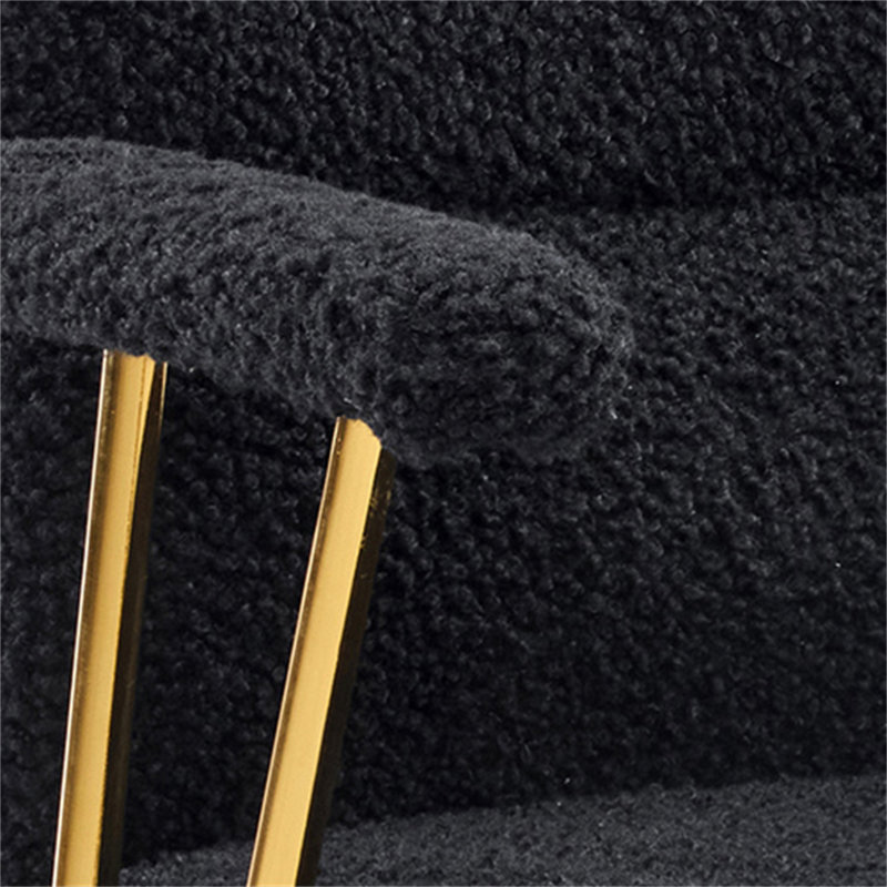 Fauteuil de bureau texturé noir et doré en tissu bouclé, chaise de bureau moderne à hauteur ajustable avec accoudoirs rembourrés
