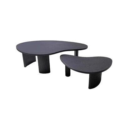 Modern Black Manufactured Wood Free form Coffee Table Sets