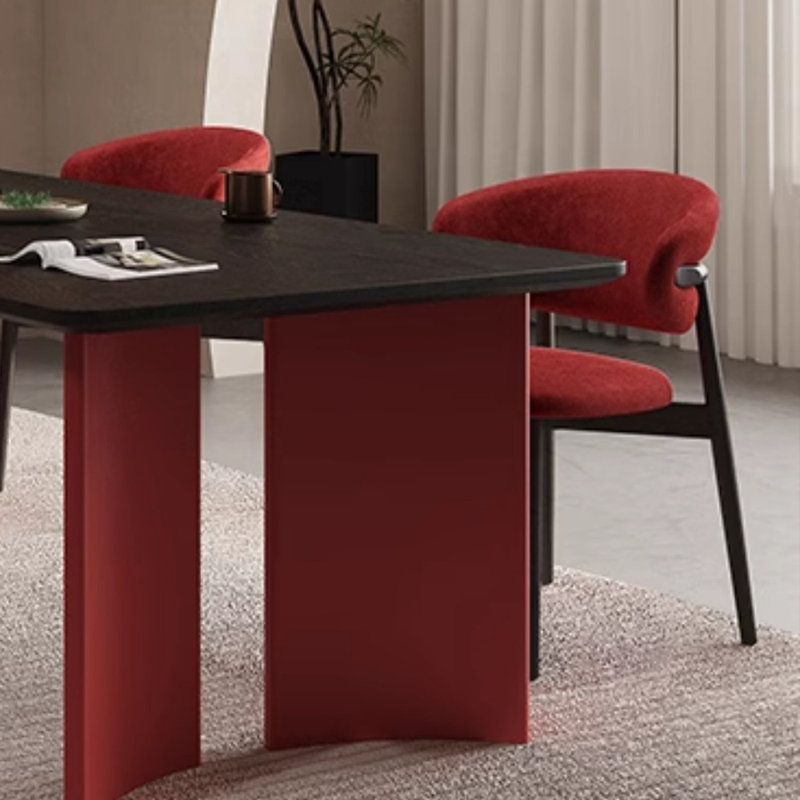 Ensemble de table de salle à manger rectangulaire moderne rouge et noir, Rouge, H 29,52 po x L 78,74 po x l 35,43 po