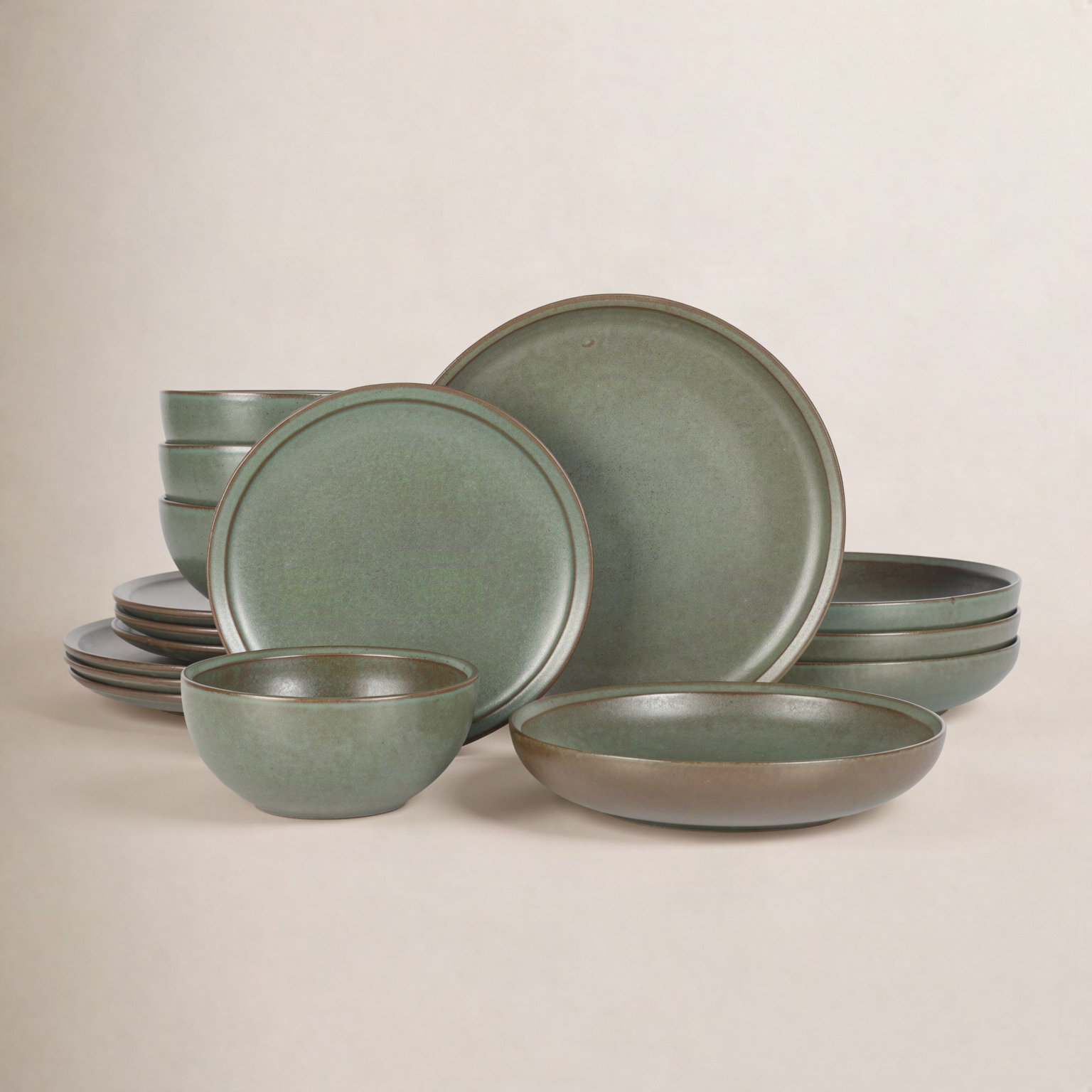 Beckett Stoneware Dinnerware Set, Green