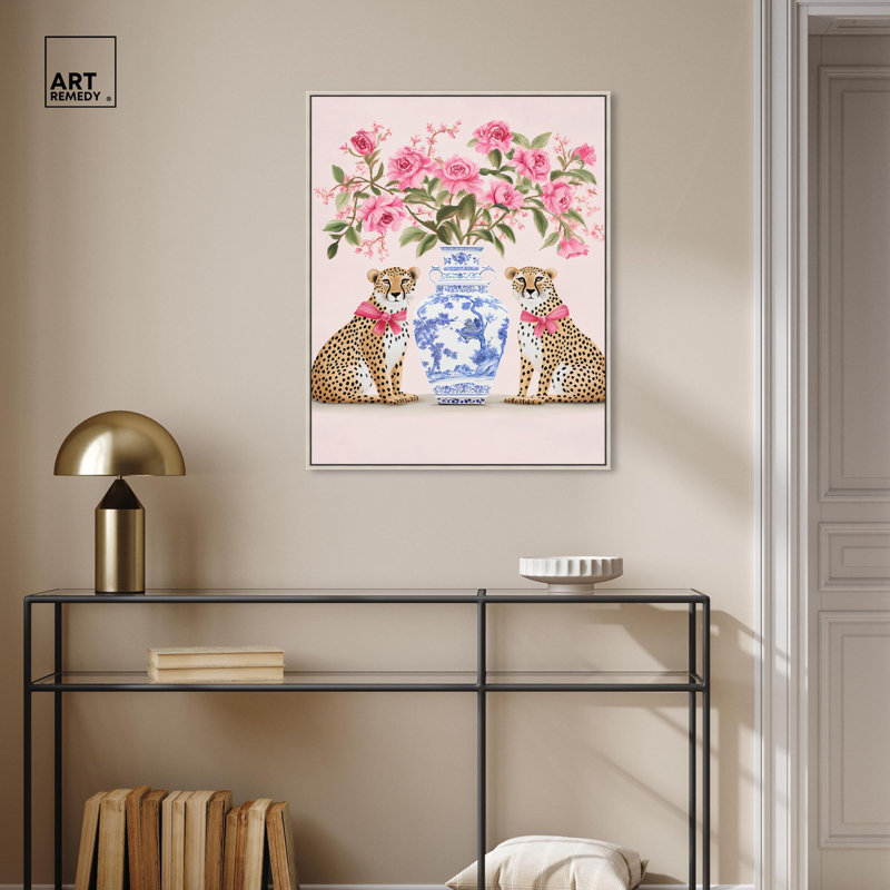 «Floral Wild Canvas» par Art Remedy, H 31 po x l 25 po x P 2 po, Encadrement argenté