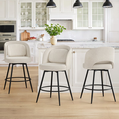 Audrey 26''H Swivel Counter Stools With Metal Frame