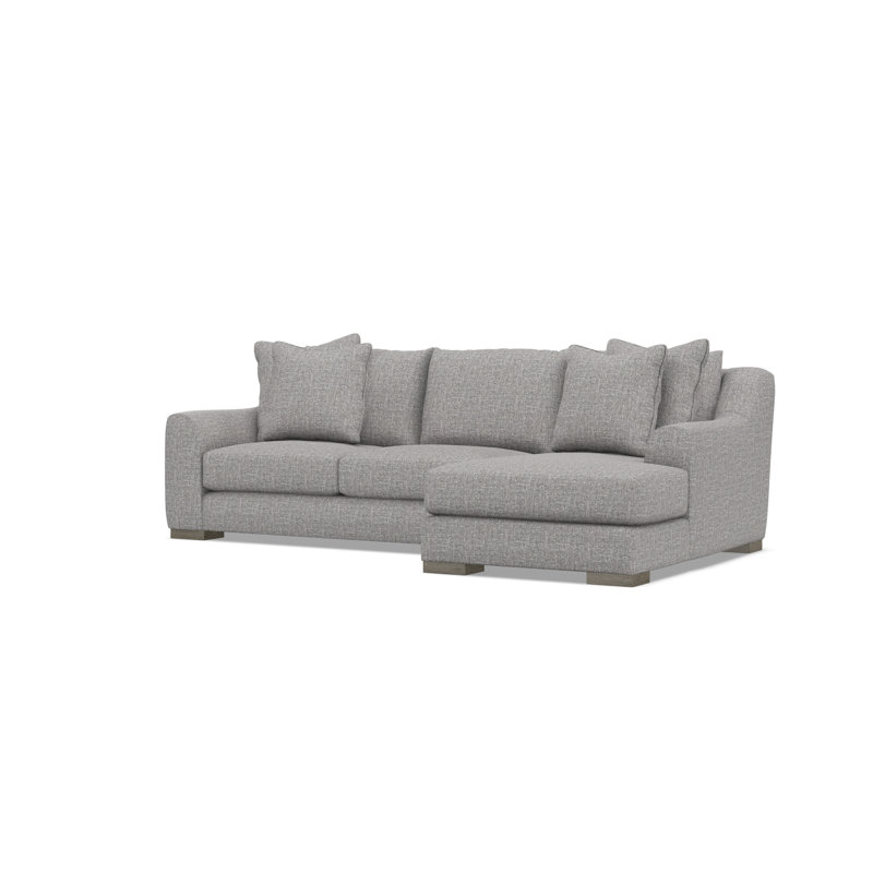 Gabi 3-Piece Fabric Sectional, Gray Polyester, 35" H x  105" W x 63.5" D, Right Hand Facing