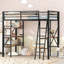 Lit mezzanine simple en métal avec tablettes et bureau (lit)