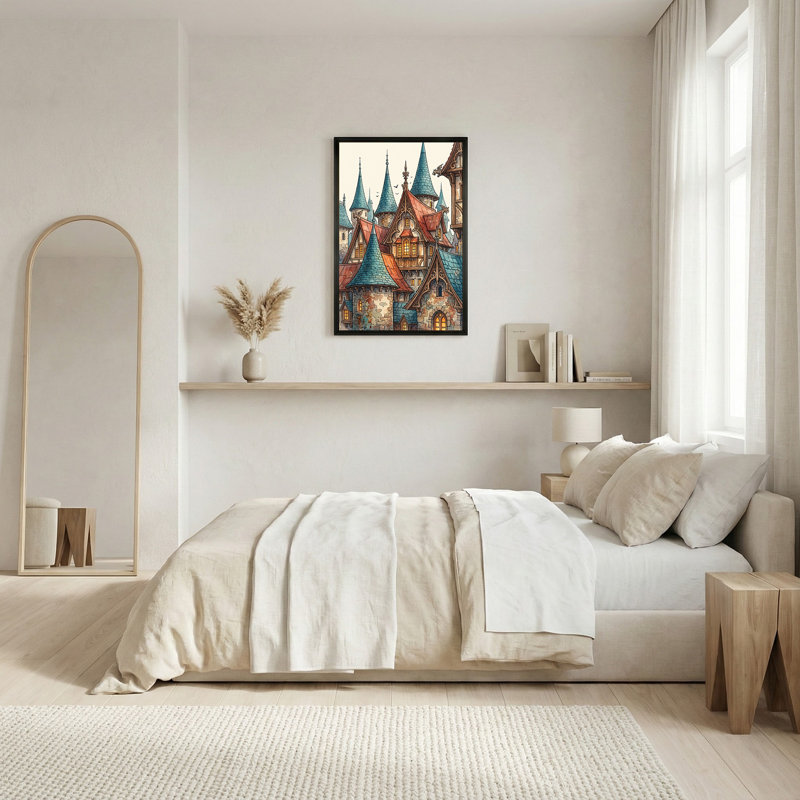 Art mural sur toile, château médiéval, H 24 po x l 16 po
