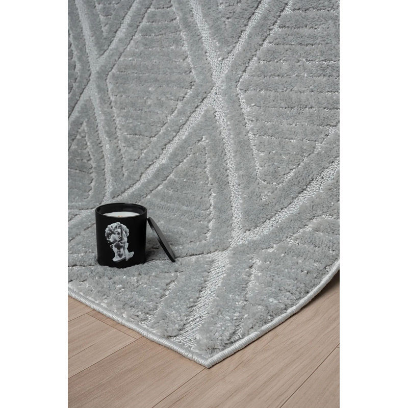 Luxurious Grey Area Rug, 7.9 x 11.2 Feet | 100% Polypropylene, Machine Woven, 1.7 cm Pile Height | Non-Slip Dot Underside, Antibacterial | Perfect for Living Room, Bedroom, and Dining Areas, Easy to Maintain