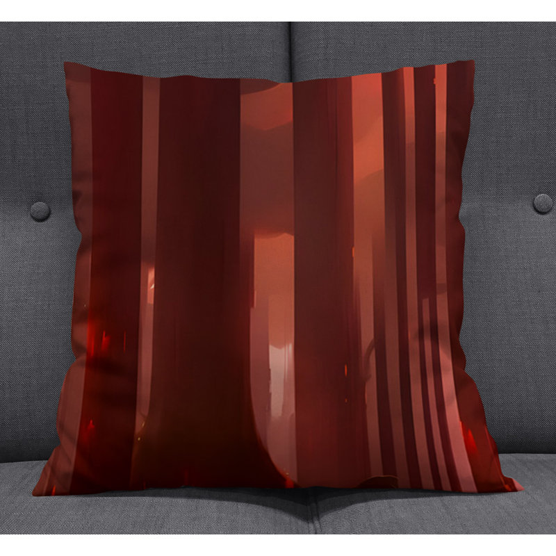 Throw Pillow With Insert, 16"H x 16"W, Red Striped/Abstract 4