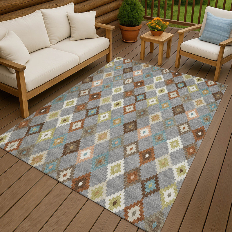 Tapis intérieur / extérieur lavable à la machine pour enfants Chantille ACN2513, Gris, Rectangle 10 pi x 14 pi