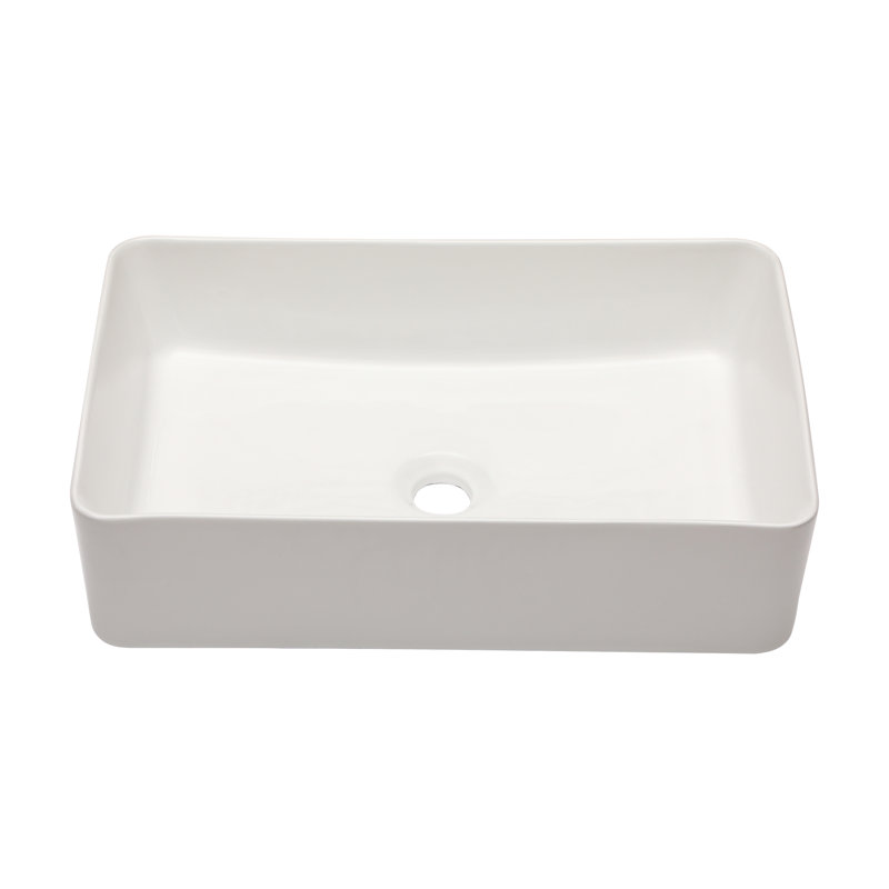 Lavabo de salle de bain 21 po x l 14 po Lavabo de salle de bain rectangulaire en céramique blanche