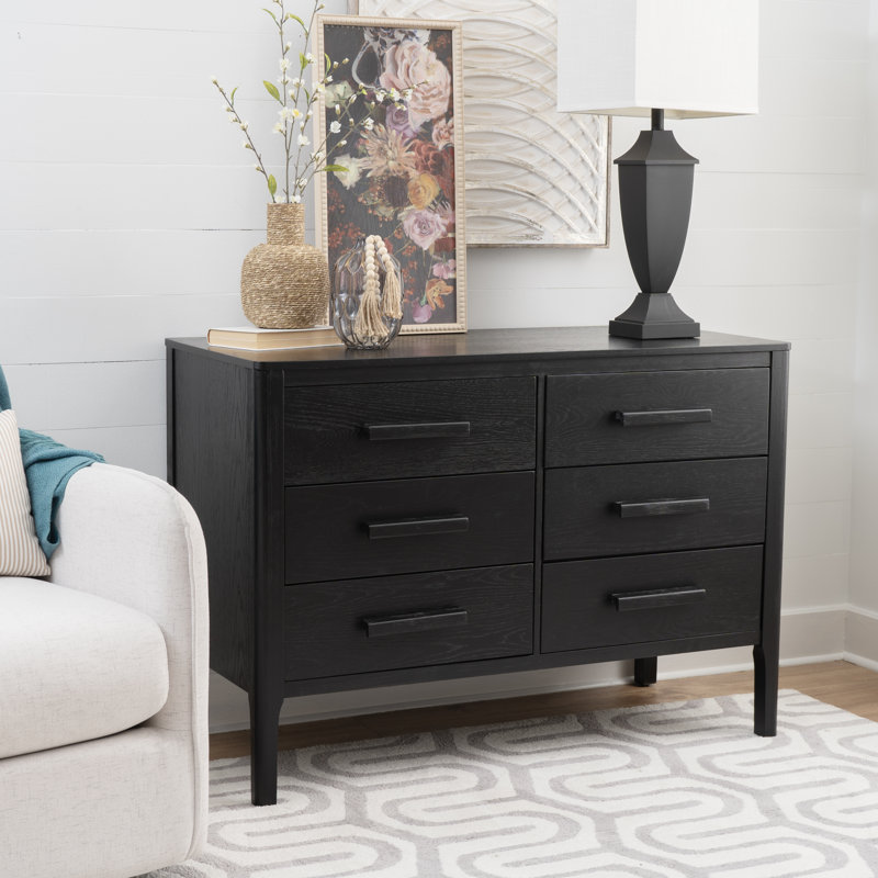 Godina Black 6 Drawer Dresser, Black
