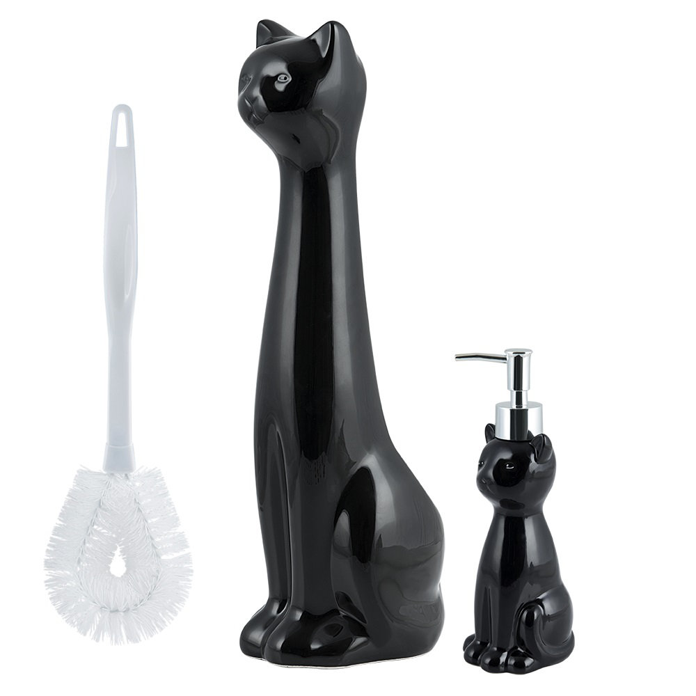Allure Home Creations Ceramic Toilet Brush, Toilet Brush Holder And Lotion Pump Allure Home Creations Color: Black