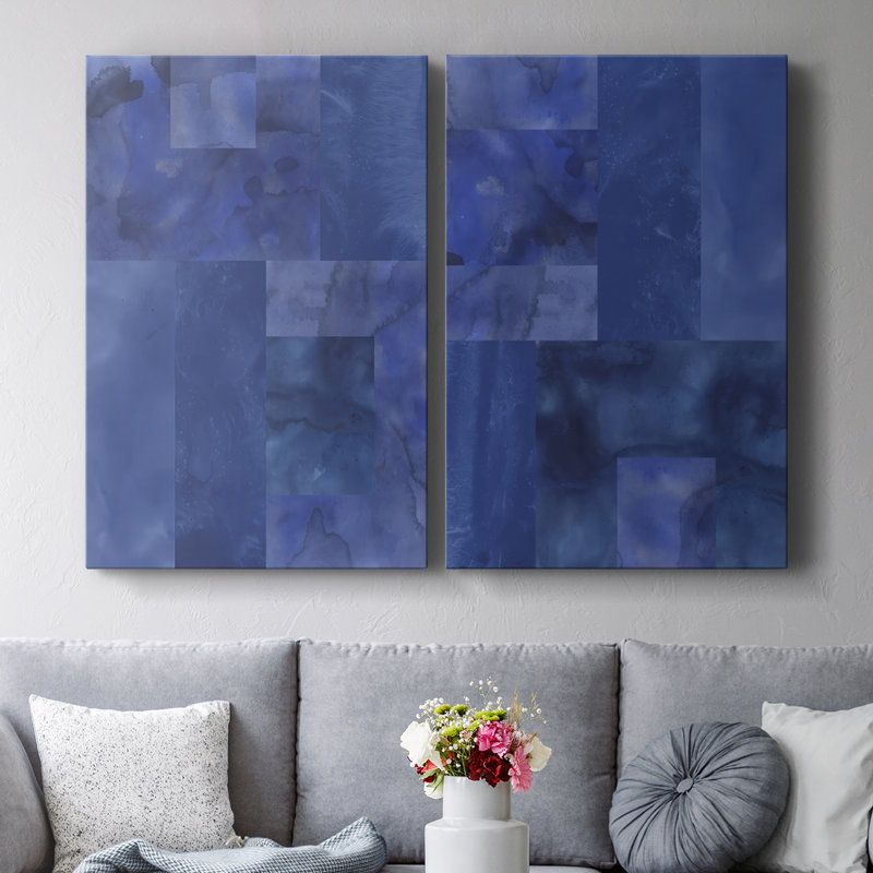 Blue Puzzle I-Premium Gallery Wrapped Canvas -Ready to Hang, 48" H x 64" W