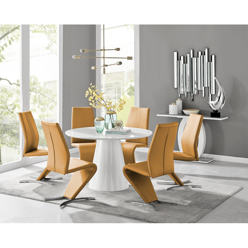 Corova 6 - Person Dining Set, Mustard, White
