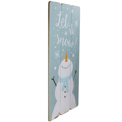 24" Wooden 'Let It Snow' Snowman Hanging Christmas Wall Sign