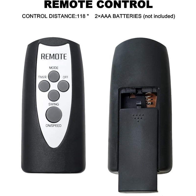 Black 18-Inch Oscillating Wall Mounted Fan with Remote Control