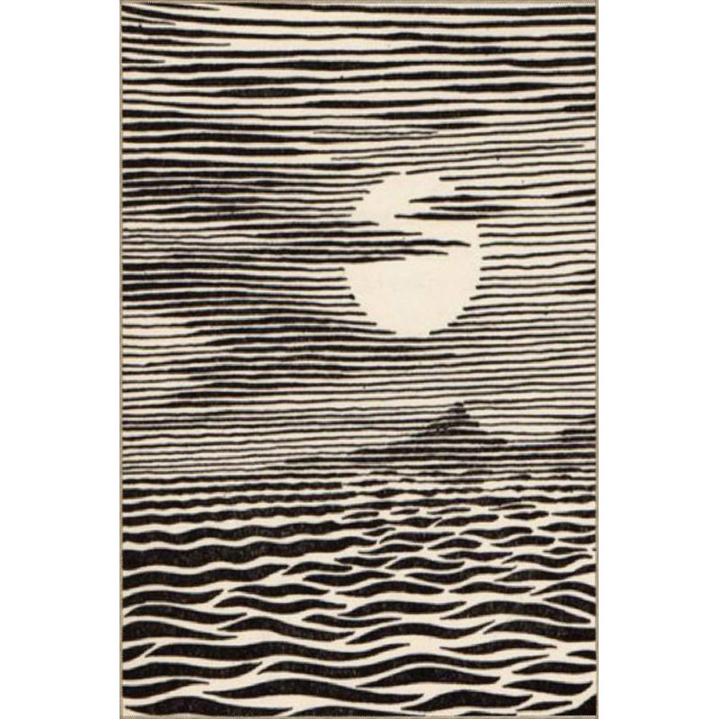 Tapis décoratif à rayures marines et tapis lavable, Rectangle 2 pi 4 po x 4 pi