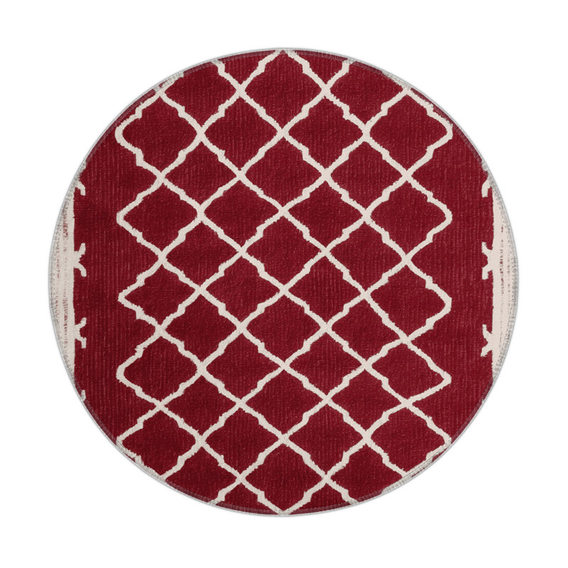 Trellis Red Indoor and Outdoor Area Rug, Rectangle 5' x 7'