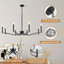 Lustre 8 lumières de style campagnard à 8 lumières de 43,7 po de largeur-1643205918