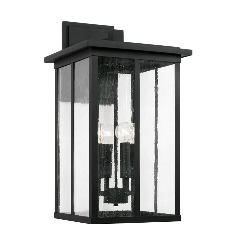 Metal and Glass Wall Light, Black