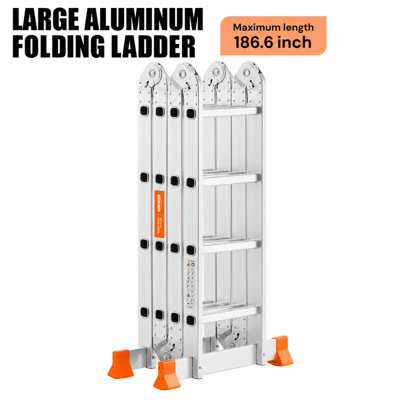 Échelle pliante multipositions 7 en 1 en aluminium de 1,83 m (6 pi), marche réglable et échelle extensible, capacité de 150 kg (330 lb).