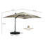 Parasol de patio en porte-à-faux rotatif 10 pi x 13 pi avec base et éclairage audio Bluetooth-1414816812