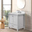 Meuble-lavabo de 76 cm (30 po), armoire de rangement de salle de bain avec cadre en bois massif, comptoir de toilette autoportant avec lavabo gris
