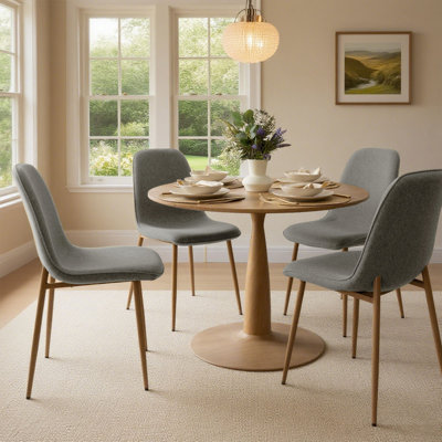 Ensemble de table de salle à manger pour 4 personnes avec table ronde de 39,5 po et 4 chaises rembourrées en tissu