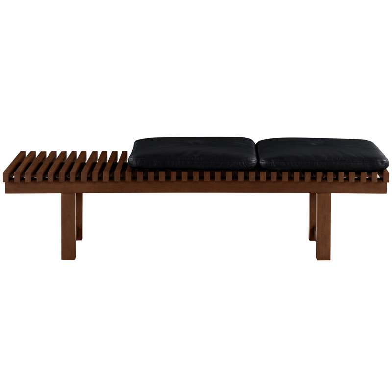 Banc rembourré en cuir véritable Anjalika