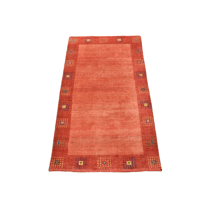 Tapis rouge en laine noué à la main de conception unique 3 pi x 5 pi 2 po