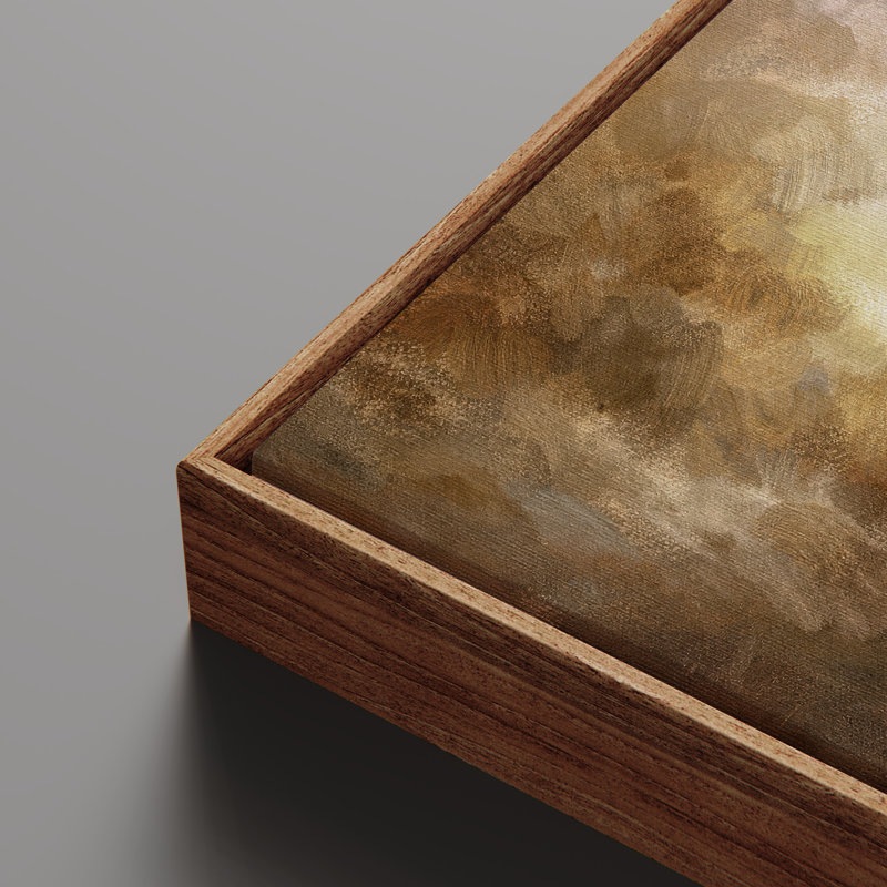 «Abstract Earth Tone Landscape with Radiant Light», reproduction d'art encadrée, H 16 po x l 24 po, Naturel