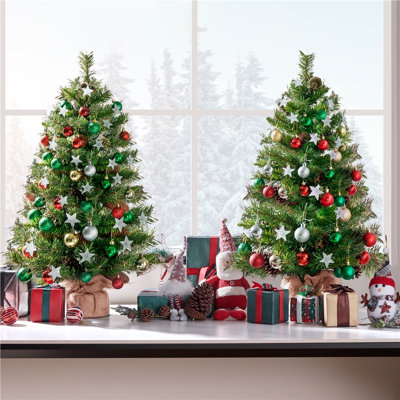 Mini Artificial Christmas Tree with Pinecones and LED Lights