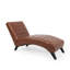  Chaise longue moderne en similicuir avec siège incurvé et capitonnage à canaux rembourrés, brun clair