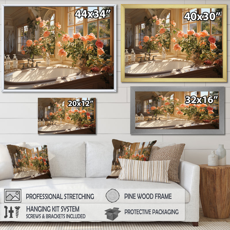 Bathroom Sunlit Morning I - Print, Wrapped Canvas, 30" H x 40" W x 1.5" D
