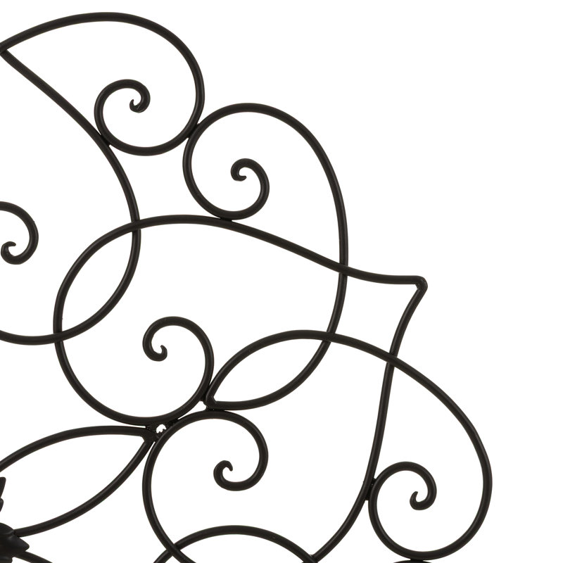 23"D Traditional Floral Iron Scroll Outdoor Wall Decor